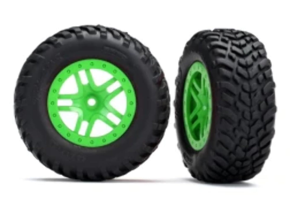 Traxxas 5892G - SCT Off-Road Racing Tires SCT Split-Spoke Wheels Green (2)