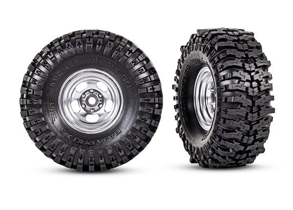 Traxxas 9872-2.4x1.0 Tires & 1.0" Wheels Satin Chrome (2)