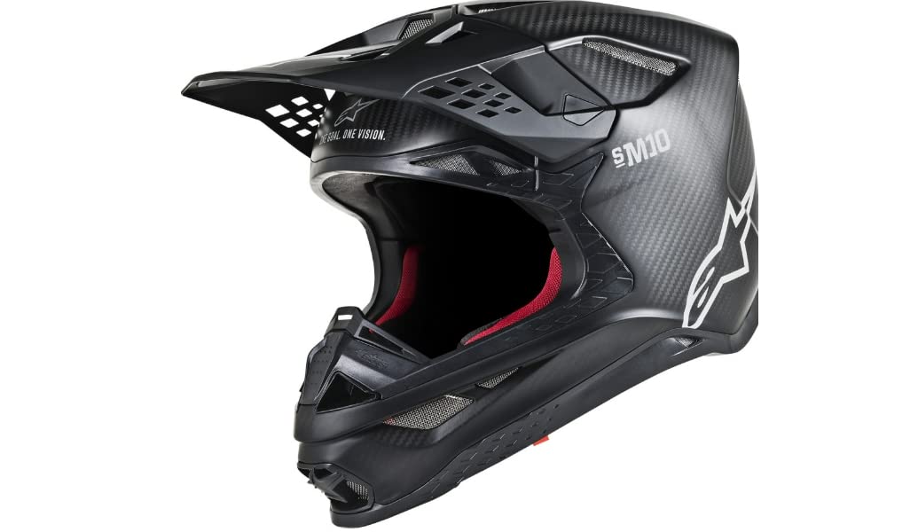 Alpinestars Supertech M10 Solid Men's Off-Road Motorcycle Helmet - Black Glossy Carbon/X-Large