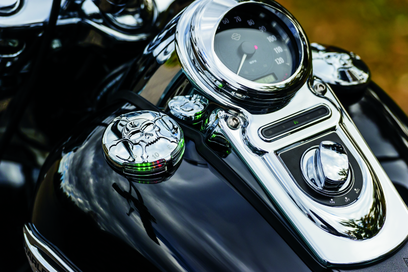 Kuryakyn Motorcycle Lighting Accent Accessory: Zombie Skull Led Fuel And Battery Gauge For 1988-2019 Harley-Davidson Motorcycles, Chrome 7357