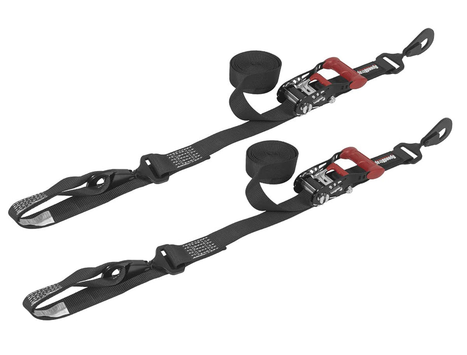 Speedstrap 1.5" X 10' Ratchet Tie-Down With Soft-Tie. Ideal For Camping, Cargo Management, Overlanding, Off-Road, Securing Utv'S, Side-By-Side (Sxs) Vehicles Black (2 Pack) 15221-2