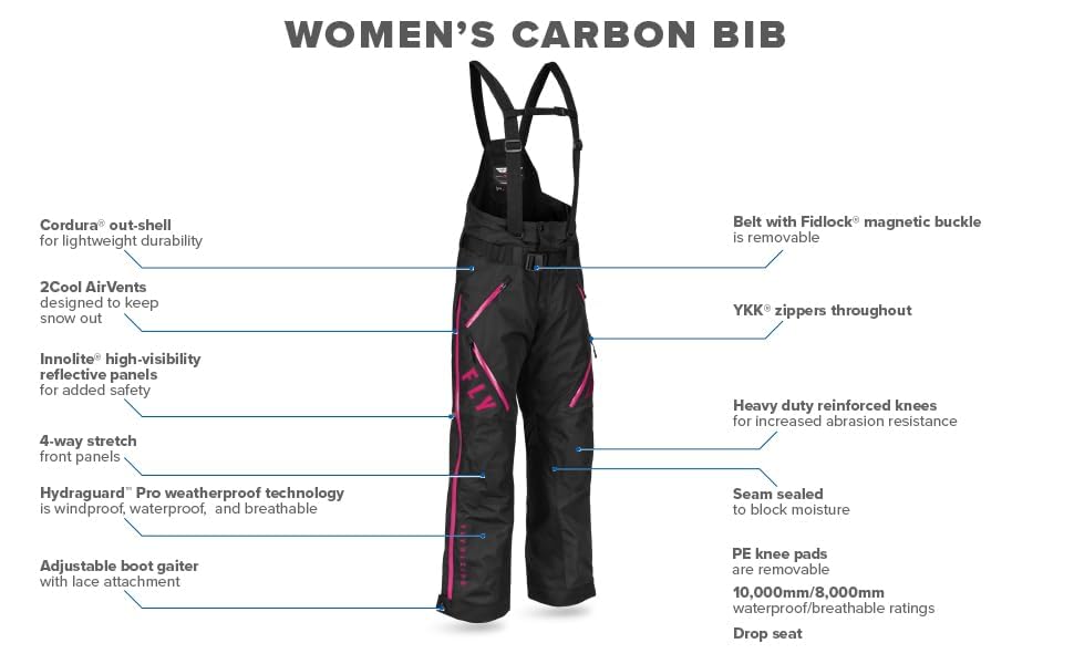 Fly Racing Women's Carbon Bib (Black/Grey Large)