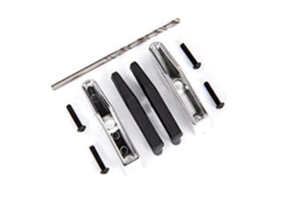 Traxxas Bumper Pads/ Bumper Guards (Chrome)/ 2.5x10 BCS (4)/ 2.7mm Drill bit (fits #9126 or #9127 Front Bumpers)