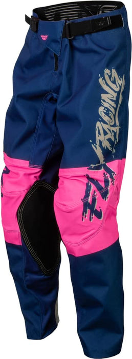 Fly Racing 2023 Youth Kinetic Khaos Pants (Pink/Navy/Tan, 18)