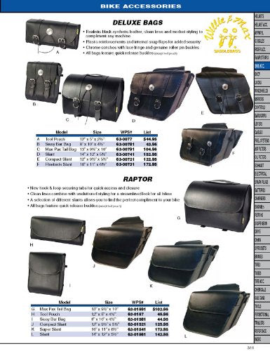 Dowco Willie & Max 58802-00 Raptor Series: Synthetic Leather Standard Slant Motorcycle Saddlebag Set, Black, Universal Fit, 15 Liter Each/30 Liter Total Capacity