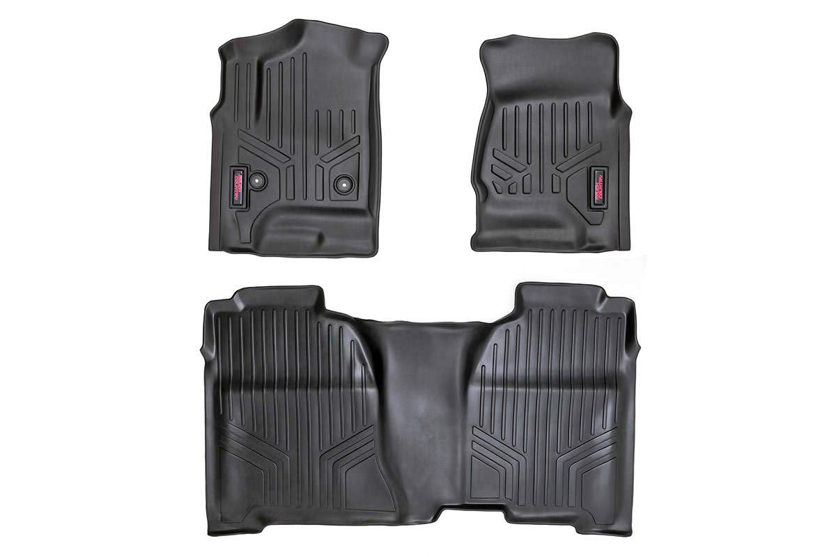 Rough Country Floor Mats Fr & Rr Crew Cab Fits Chevy/GMC 1500/2500HD/3500HD 2WD/4WD M-21413