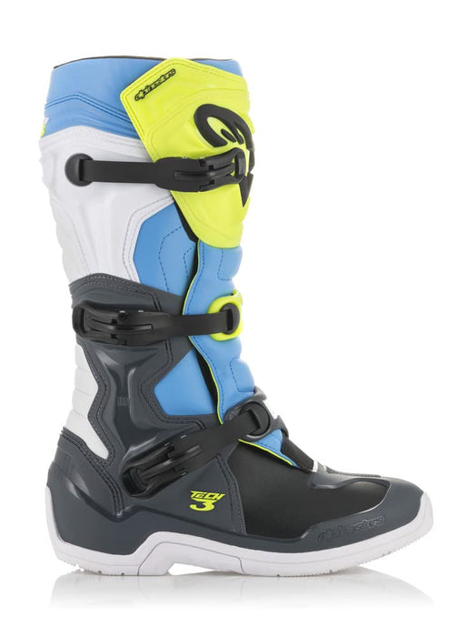 Alpinestars 2013018-9017-7 Tech 3 Boots Cool Grey/Yellow/Cyan Sz 07