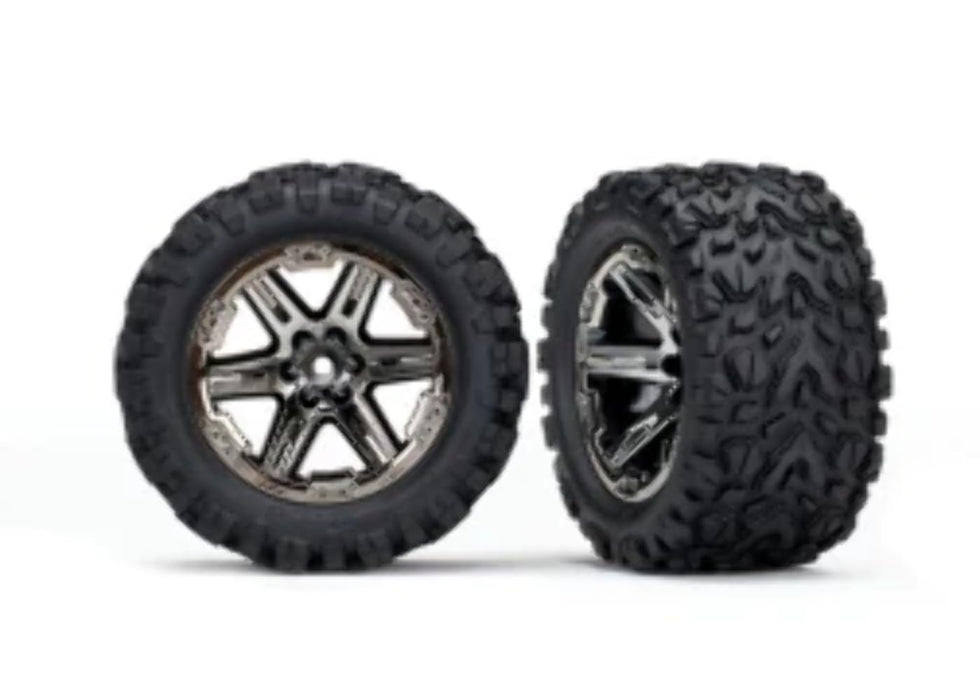 Traxxas 6774X 2.8 Black Chrome RXT Wheels with Talon Extreme Tires (2WD Rear)