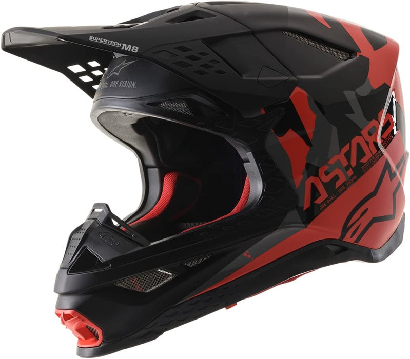 Alpinestars 8302621-1116-S S.Tech S-M8 Echo Helmet Black/Grey/Red Fluo/M&G Sm