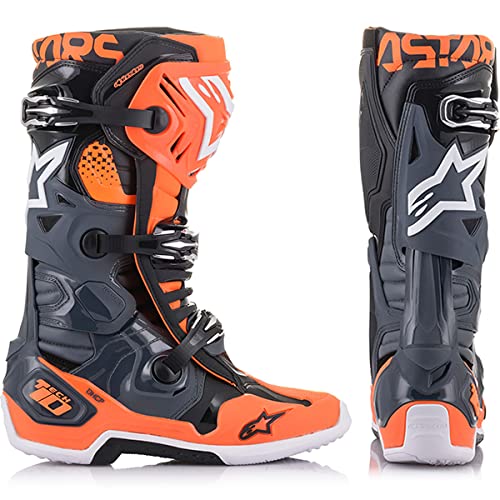 Alpinestars 2010020-9040-10 Tech 10 Boots Cool Grey/Orange Fluo Sz 10