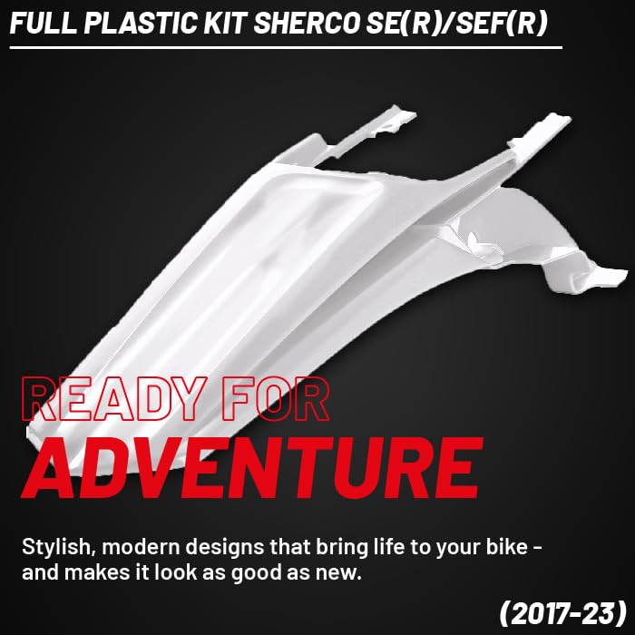 Polisport Full Plastic Kit for Sherco SE/SE-F (2017-2023) OEM Quality Restyling Kit with Superior Fit, Flexibility, and Durability (White)