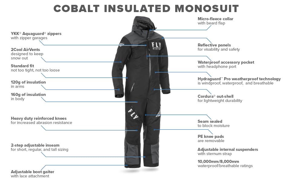 Fly Racing 2023 Cobalt Shell SB Monosuit (Black/Grey, XX-Large)