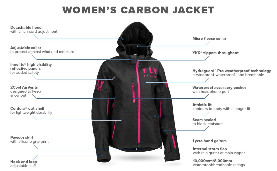 Fly Racing 2023 Women's Carbon Jacket (Black/Grey, X-Small)