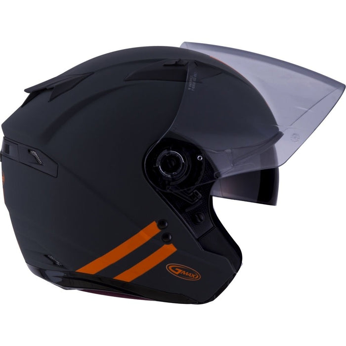 GMAX OF-77 Adult Downey Open-Face Motorcycle Helmet - Matte Grey/Orange / 3X-Large