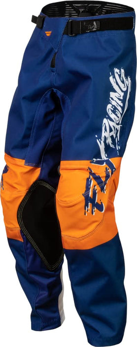 Fly Racing 2023 Youth Kinetic Khaos Pants (White/Navy/Orange, 18)