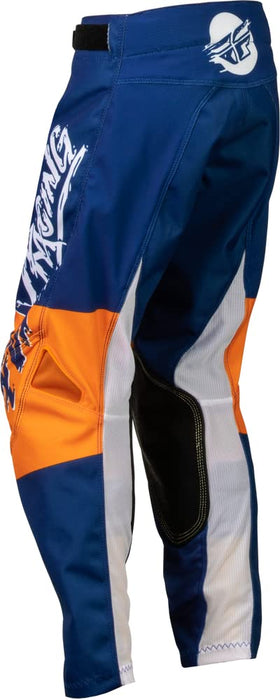 Fly Racing 2023 Youth Kinetic Khaos Pants (White/Navy/Orange, 20)