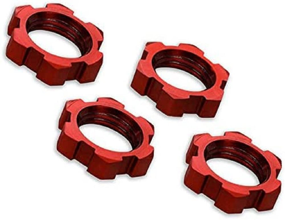 Traxxas Splined Serrated Red-Anodized Wheel Nuts (4 Piece) 17mm Red