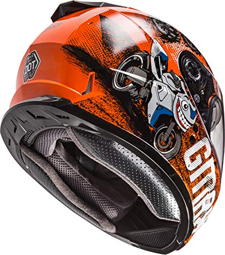 GMAX GM-49Y Cold Weather, Youth Full-Face Helmet, DOT Approved for Snow & Motor Sports (Orange/Blue/Grey)