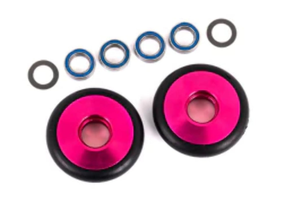 Traxxas 9461P - Aluminum Wheelie Bar Wheels w/Bearings & O-Rings Pink (2)