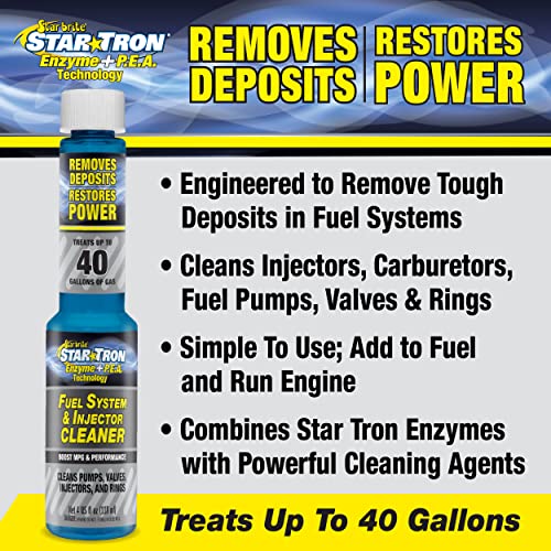 Star Tron Enzyme Fuel System & Injector Cleaner with Added PEA Technology - Revitalize Engines & Fuel with Powerful Deposit Removal - 4 OZ (096604)