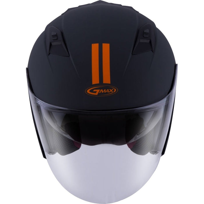 GMAX OF-77 Adult Downey Open-Face Motorcycle Helmet - Matte Grey/Orange / 2X-Large