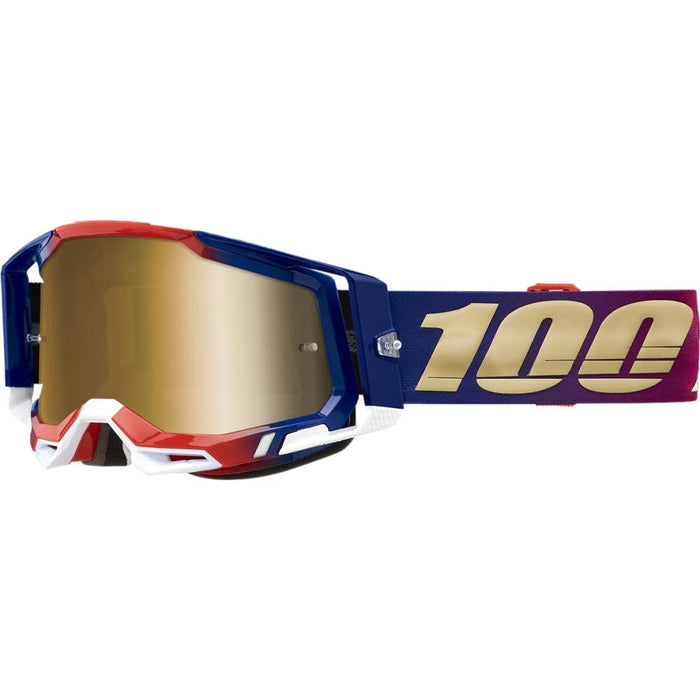 100% Racecraft 2 Mountain Bike & Motocross Goggles - MX and MTB Racing Protective Eyewear (United - Mirror True Gold Lens)