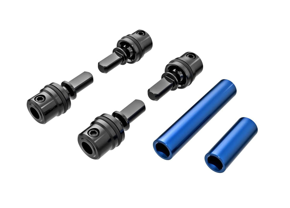 TRAXXAS Driveshafts center male (steel) (4)/ driveshafts center female 6061-T6 aluminum (blue-anodized) (front & rear)/ 1.6x7mm BCS (with threadlock) (4)