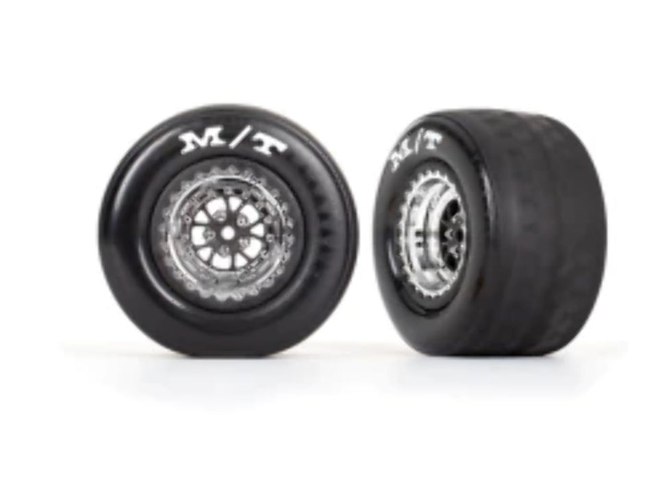 Traxxas 9475R Tires & Wheels (Weld Chrome w/ Black Wheels/Inserts) Rear (2)