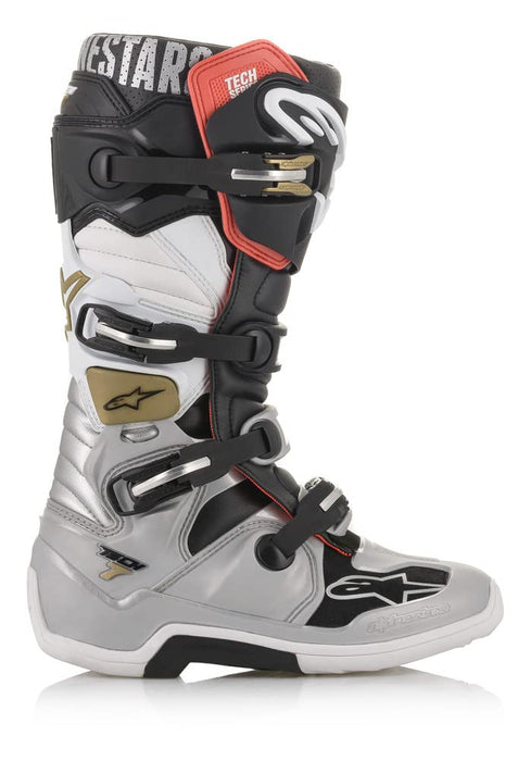 Alpinestars 2012014-1829 Men's Tech 7 Motocross Boot, Black/Silver/White/Gold, 10