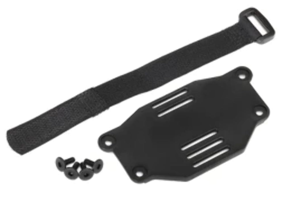 Traxxas 8223 Battery Plate and Strap Black