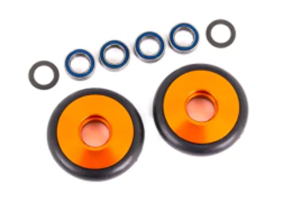 Traxxas 9461A - Aluminum Wheelie Bar Wheels w/Bearings & O-Rings Orange (2)