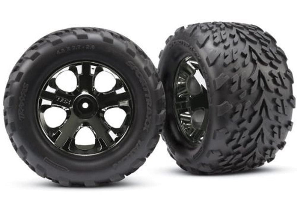 Traxxas 3669A Talon 2.8" Tires Assembled on All-Star Black-Chrome Wheels