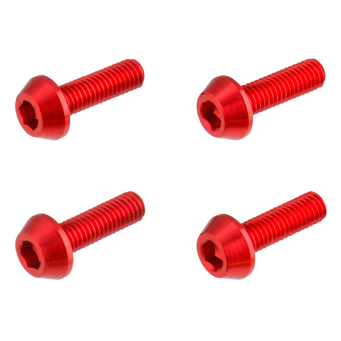 4/PC DRC ALUM M6 TAPER BOLTS 20MM RED