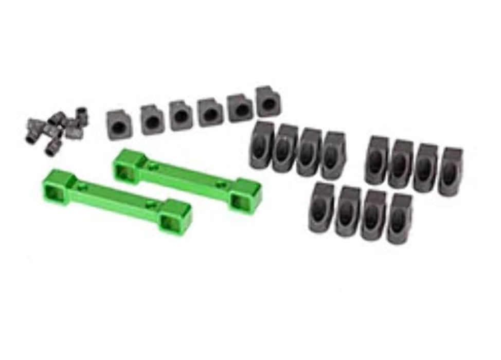 Traxxas TRA8334G Mounts suspension arms aluminum (green-anodized) (front & rear)/ hinge pin retainers (12)/ inserts (6