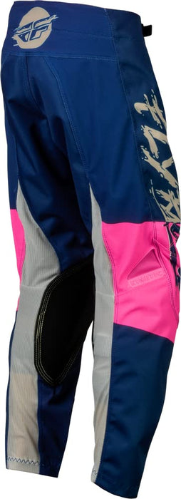 Fly Racing 2023 Youth Kinetic Khaos Pants (Pink/Navy/Tan, 18)