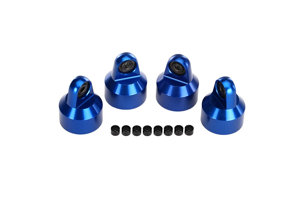 Traxxas 7764A Blue-Anodized Aluminum GTX Shock Caps with Spacers (set of 4)