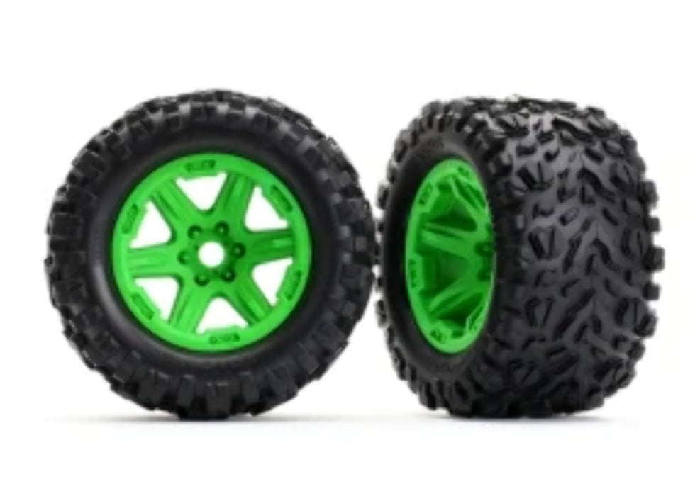 Traxxas 8672G 3.8" Wheels with Talon Ext Tires Green