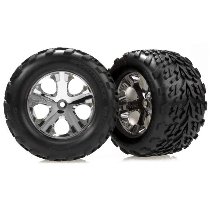 Traxxas 3668 Talon Tires Pre-Glued on 2.8" Chrome All Star Wheels Electric Rear (pair)