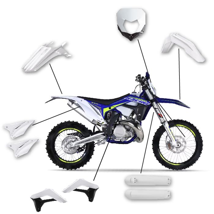 Polisport Full Plastic Kit for Sherco SE/SE-F (2017-2023) OEM Quality Restyling Kit with Superior Fit, Flexibility, and Durability (White)