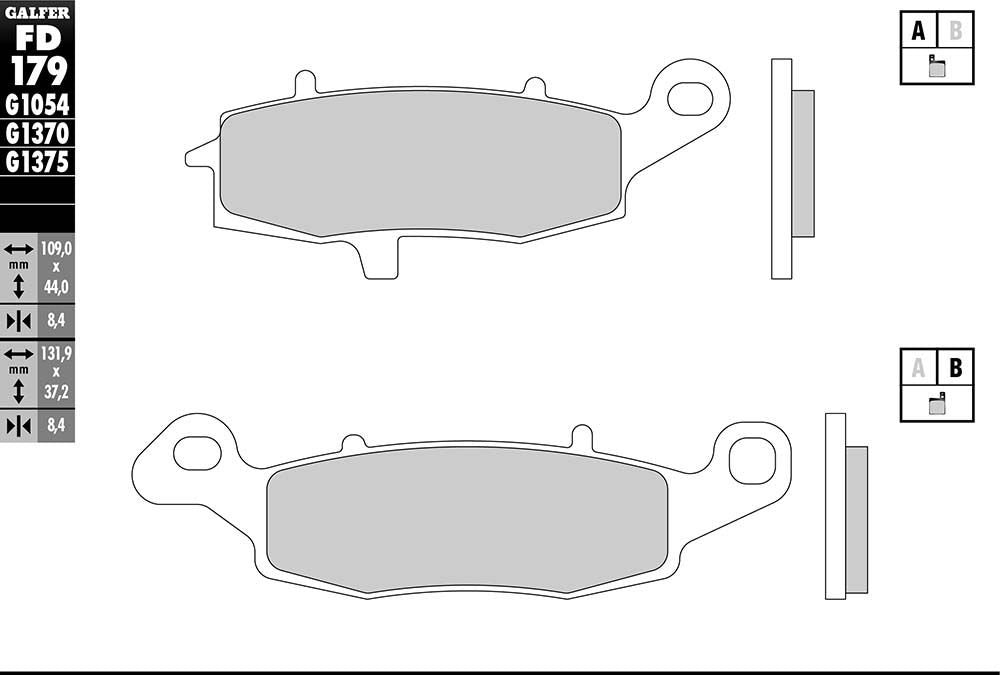 Galfer Semi-Metallic Brake Pads (Front Right G1054) Compatible with 99-20 Suzuki SV650