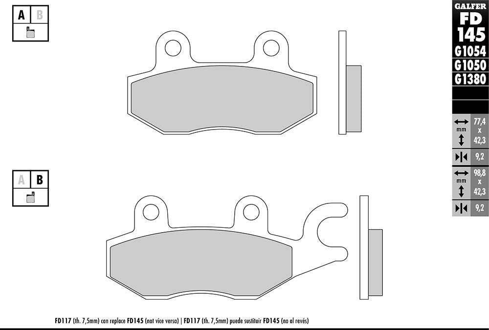 Galfer Semi-Metallic Brake Pads (Rear G1054) Compatible With 08-12 KAWASAKI EX250