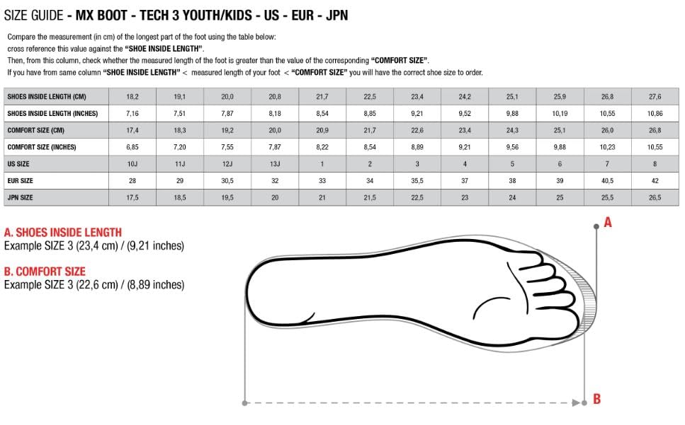 Alpinestars Tech 3S Youth MX Boots (Black/White/Red, 3)