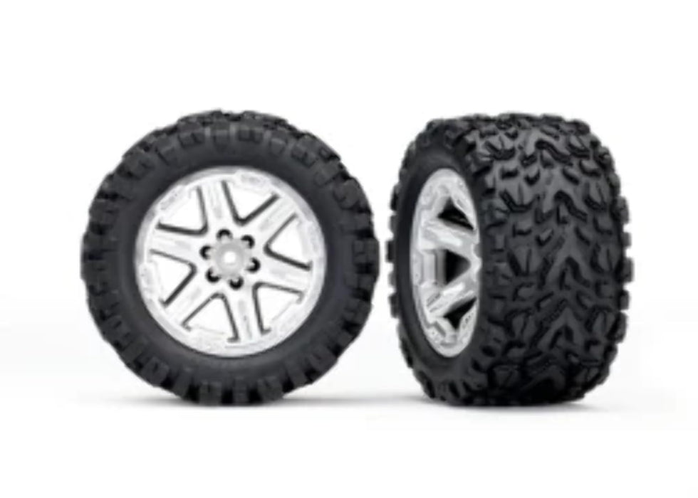 Traxxas 6773R 6773R - Tires & Wheels Assembled glued (2.8') (RXT Satin Chrome Wheels Talon Extreme Tires Foam Inserts) (2) (TSM Rated)