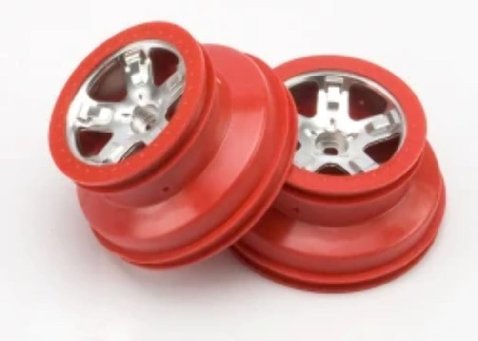 Traxxas 5874A Short Course Wheels Satin Chrome Dual Profile Front Slash 2-Piece