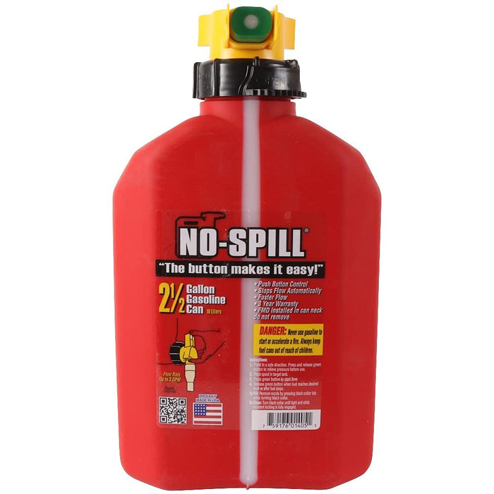 No-Spill Stens 2 1/2 Gallon Fuel Can 765-102 For No-Spill 1405, 765-102, 11.75" x 8" x 10"", Red