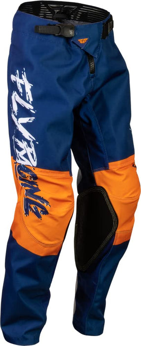 Fly Racing 2023 Youth Kinetic Khaos Pants (White/Navy/Orange, 18)