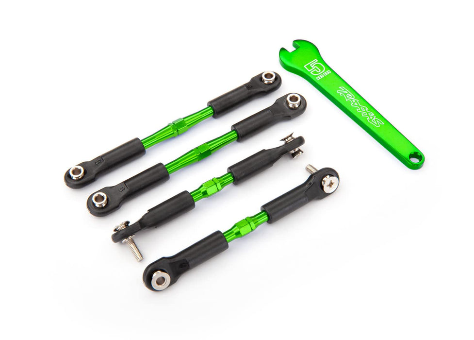 Traxxas 3741G Turnbuckles Aluminum (Green-Anodized) Camber Links Front 39mm (2) Rear 49mm (2) (Assembled w/Rod Ends & Hollow Balls)/ Wrench