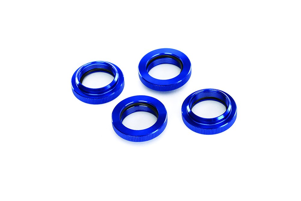 Traxxas 7767 GTX Shock Spring Retainers (adjuster) Blue-Anodized Aluminum with O-Ring (set of 4)