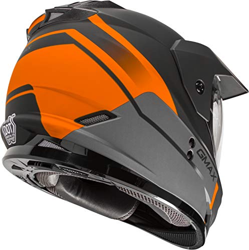 GMAX GM-11 Dual Sport Helmet (Black/Orange/Grey, Large)