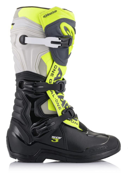 Alpinestars Tech 3 Mens MX Offroad Boots Black/Gray/Yellow 7 USA